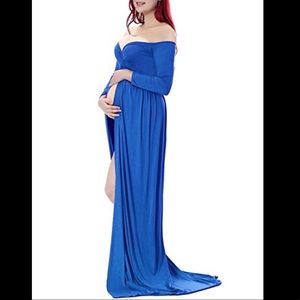 NIB Saslax Maternity Split Front Maxi Dress